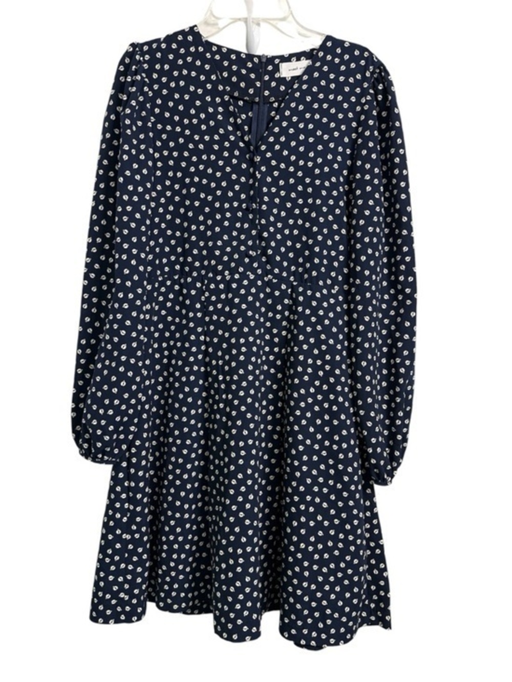 Navy Mini Dress with White Floral Dot Print size